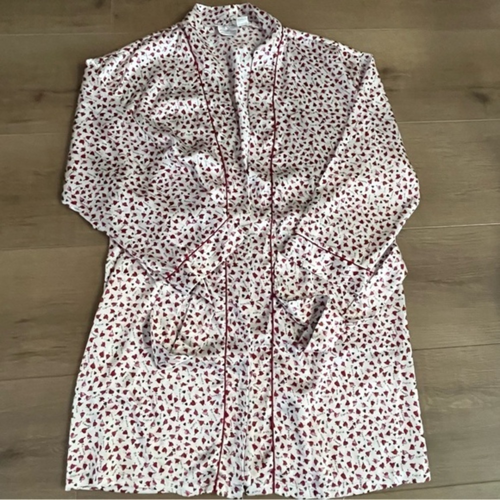 Vintage Kathryn Short Robe‎ Women M Satin Cupid Hearts Love Red White Valentines - Picture 4 of 13